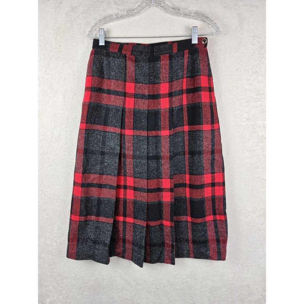 Vintage Personal Lined 100% Wool Pleated Plaid Skirt Size 10